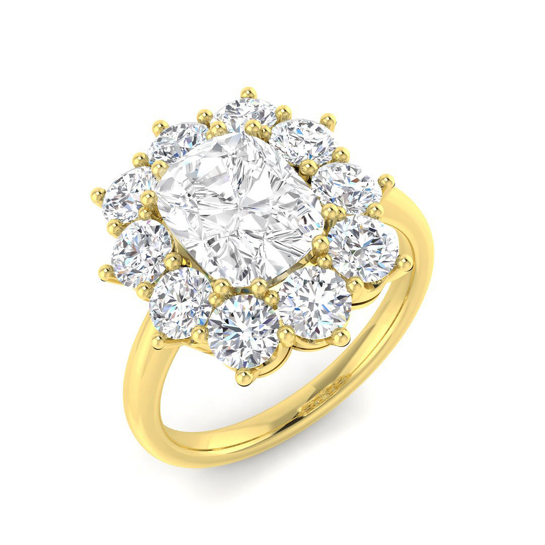 Cluster Lab-Grown Diamond Ring 1.93ct–6.13ct – SR6959 – 18k Yellow Gold
