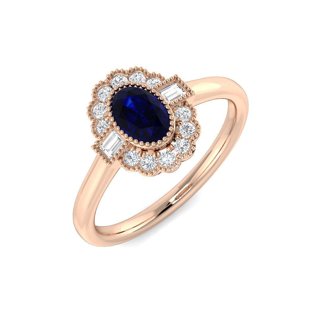 Vintage Diamond Ring 0.68ct – SR7492~BLU – 18k Rose Gold