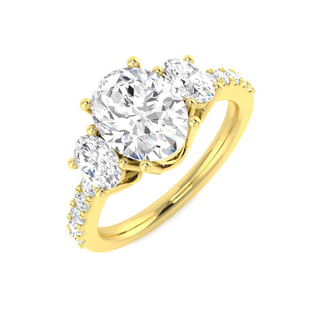 Three Stone Lab-Grown Diamond Ring 1.35ct–2.93ct – SR6338 – 18k Yellow Gold