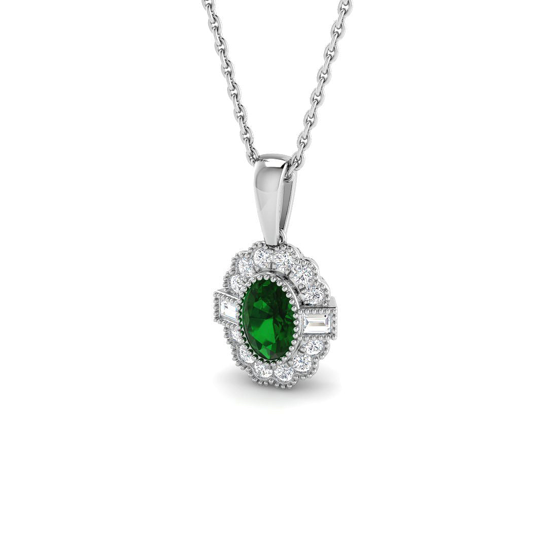 Emerald Diamond Ring 0.59ct – SP7134~EM – 18k White Gold