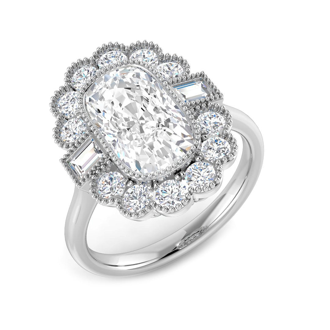 Vintage Lab-Grown Diamond Ring 1.36ct–4.22ct – SR6956 – 18k White Gold