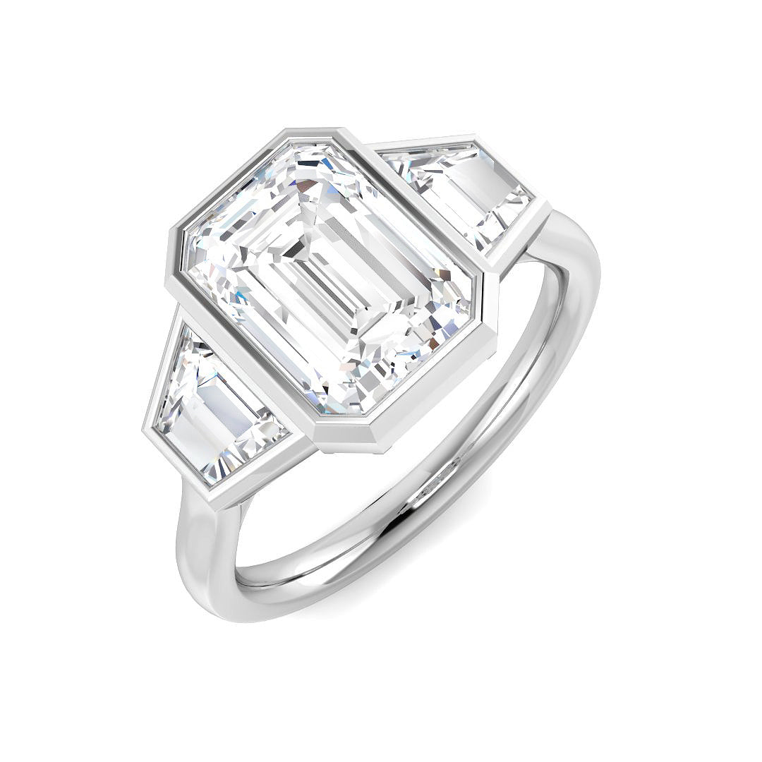 Three Stone Lab-Grown Diamond Ring 4.13ct – SR5505 – 18k White Gold