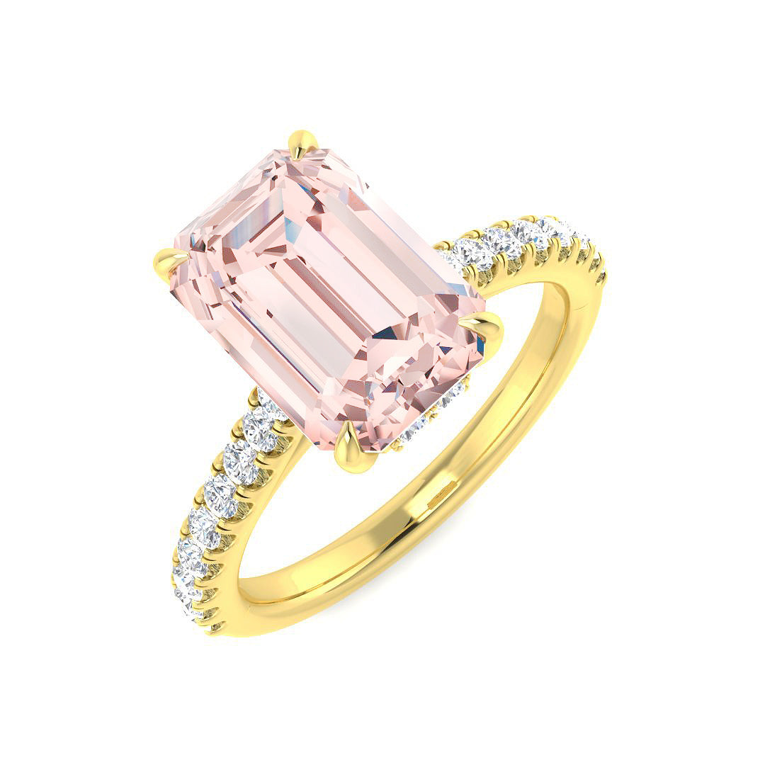 Engagement Lab-Grown Diamond Ring 4.05ct – SR7381~LGPINK – 18k Yellow Gold