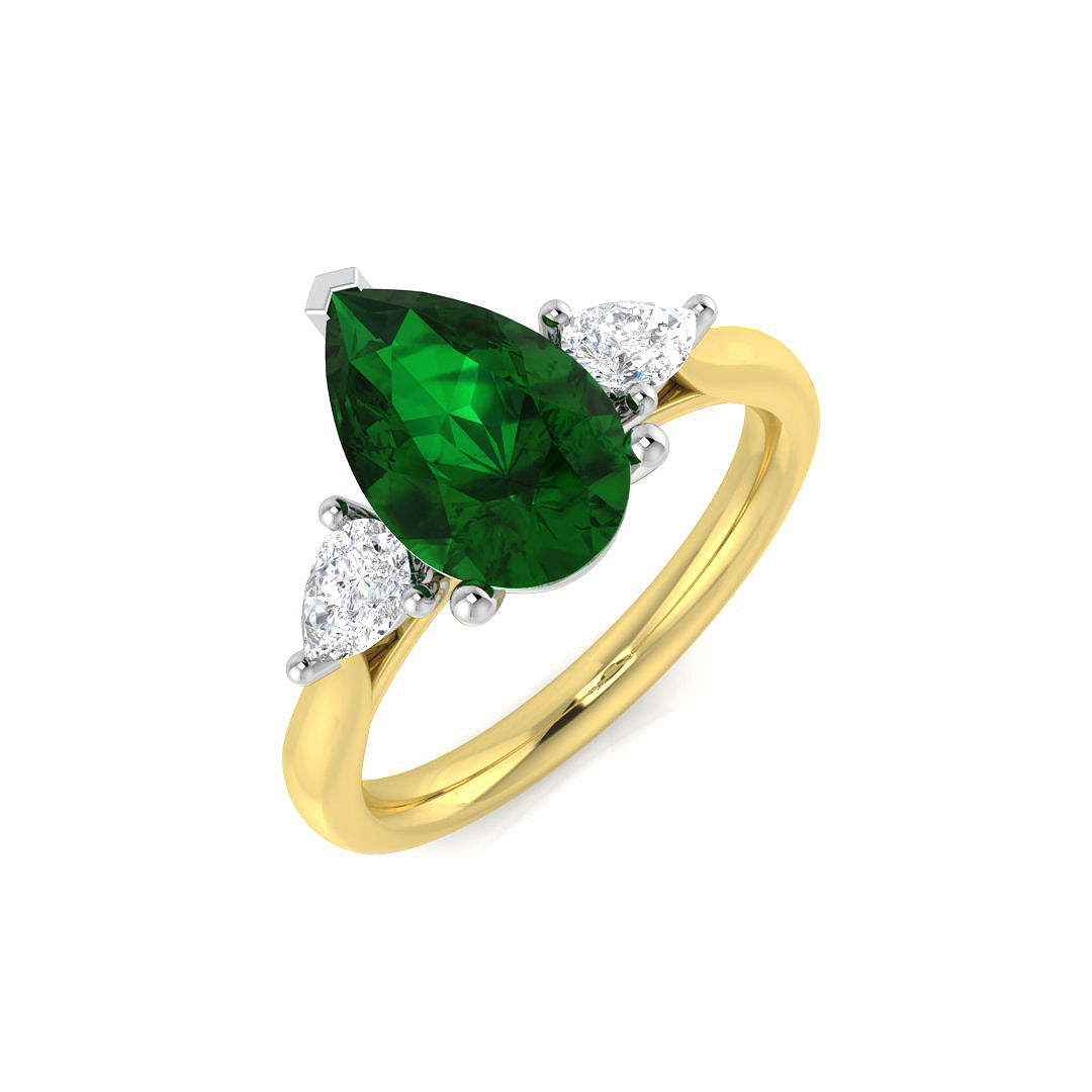 Emerald Diamond Ring 2.57ct – SR447~EM – 18k Yellow Gold
