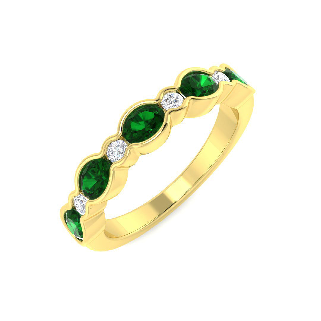 Emerald Diamond Ring 0.87ct–0.92ct – SR7374~EM – 18k Yellow Gold