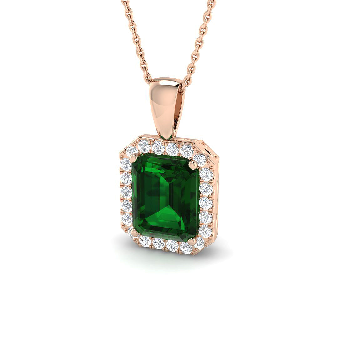 Emerald Diamond Ring 2.45ct–4.77ct – SP3922~EM – 18k Rose Gold
