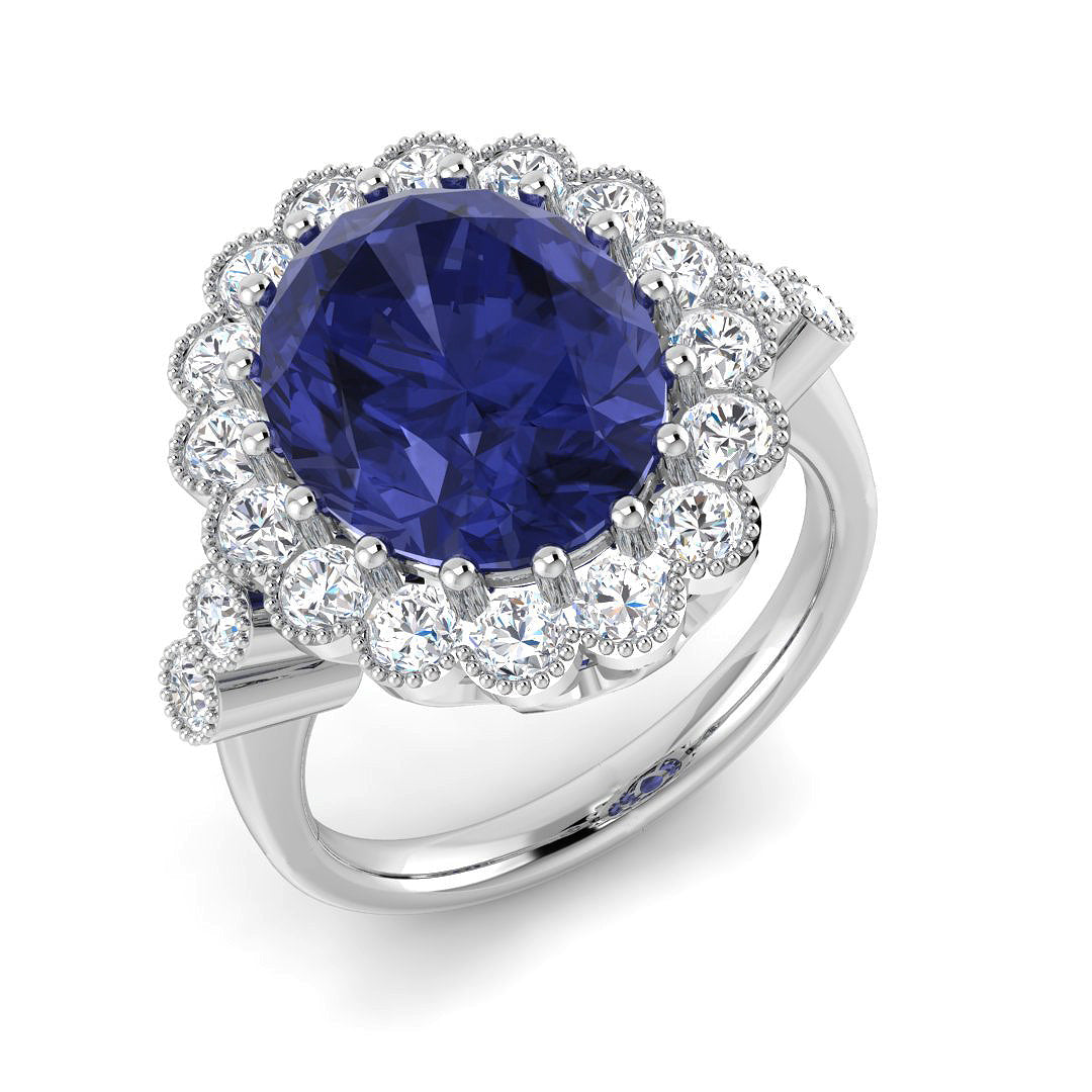 Vintage Diamond Ring 7.2ct – SR7666~TZ – 18k White Gold