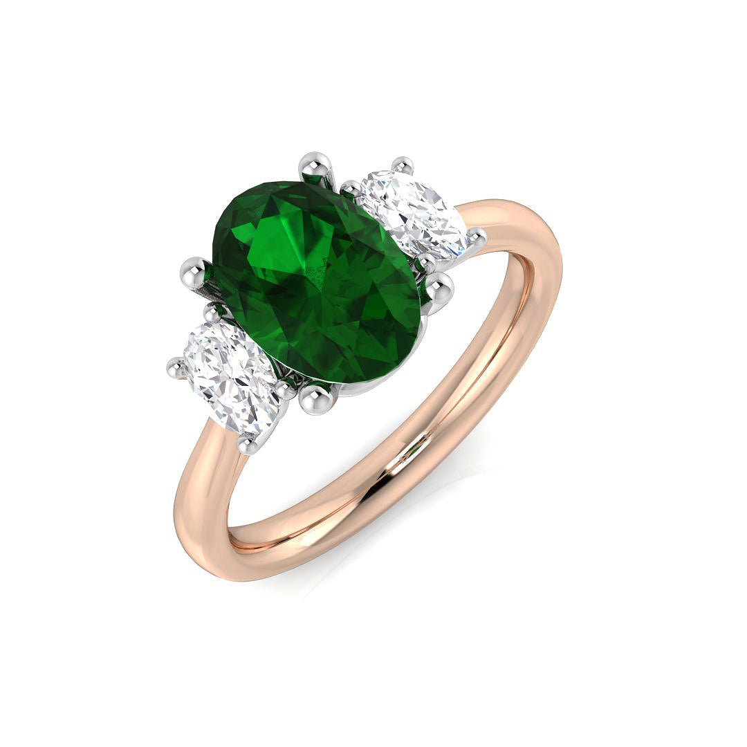 Emerald Diamond Ring 2.39ct – SR427~EM – 18k Rose Gold