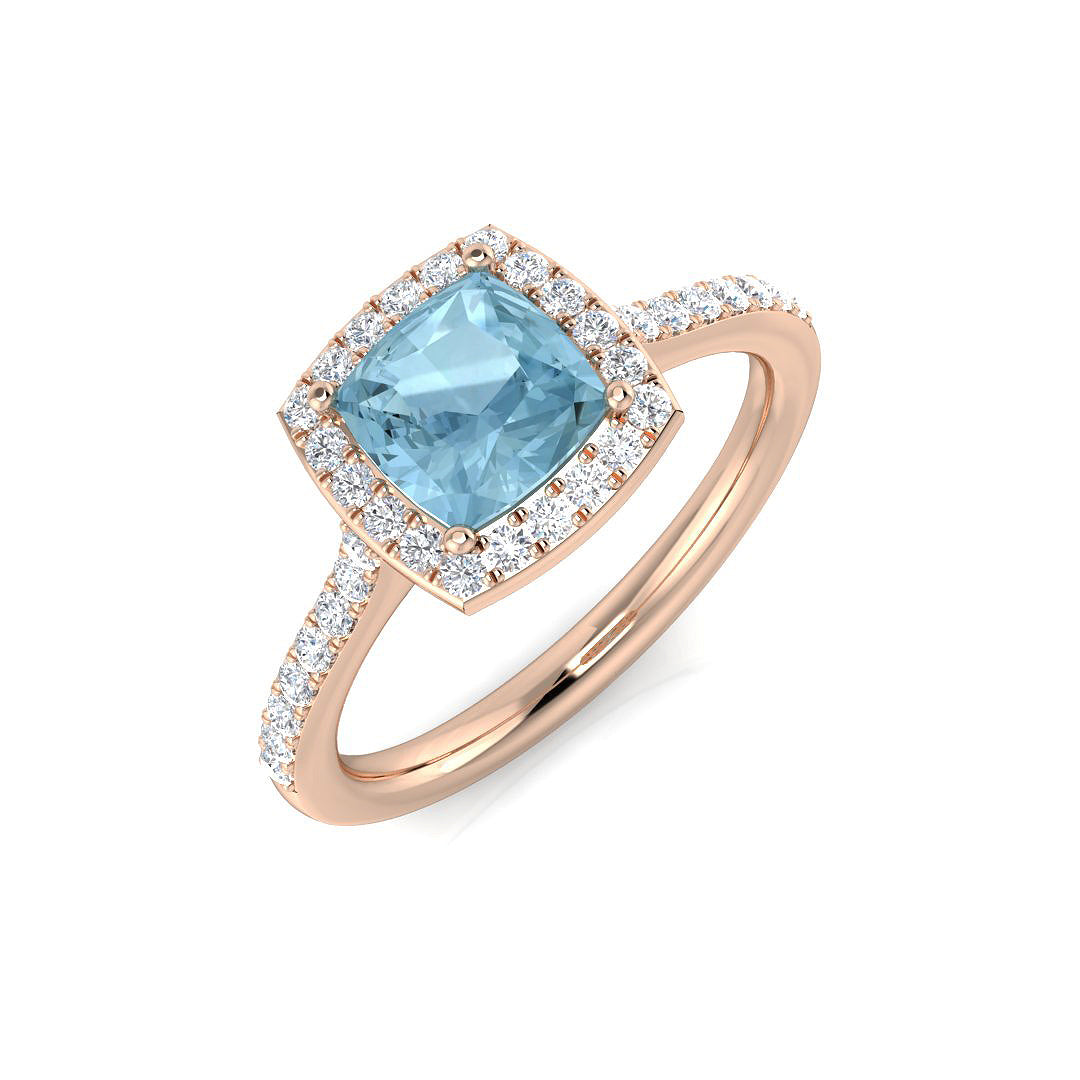 Aquamarine Diamond Ring 0.95ct – SL7449~AQ – 18k Rose Gold