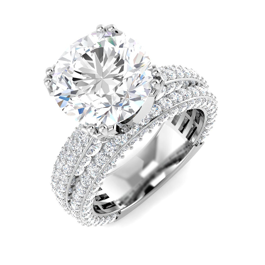 Engagement Lab-Grown Diamond Ring 5.22ct–8.55ct – SR5899 – 18k White Gold