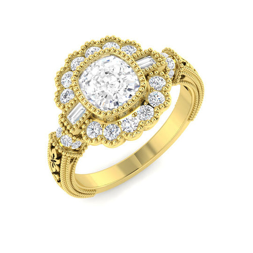Cluster Lab-Grown Diamond Ring 1.51ct – SR6992 – 18k Yellow Gold