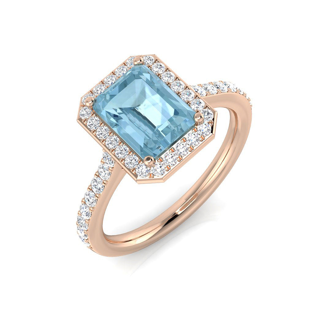 Aquamarine Diamond Ring 1.87ct – SL7454~AQ – 18k Rose Gold
