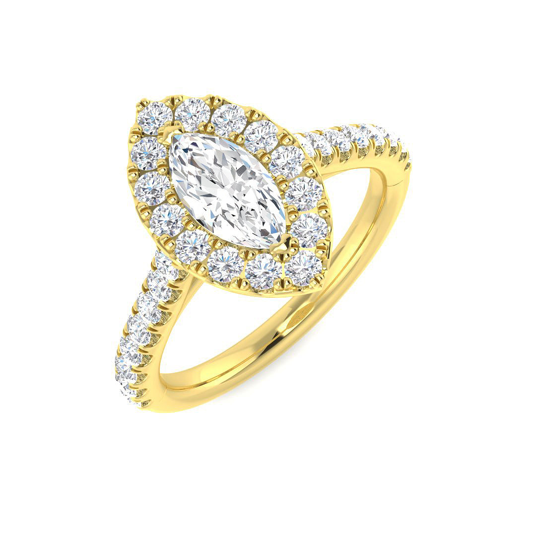 Halo Diamond Ring 0.48ct–1.09ct – SR1128 – 18k Yellow Gold