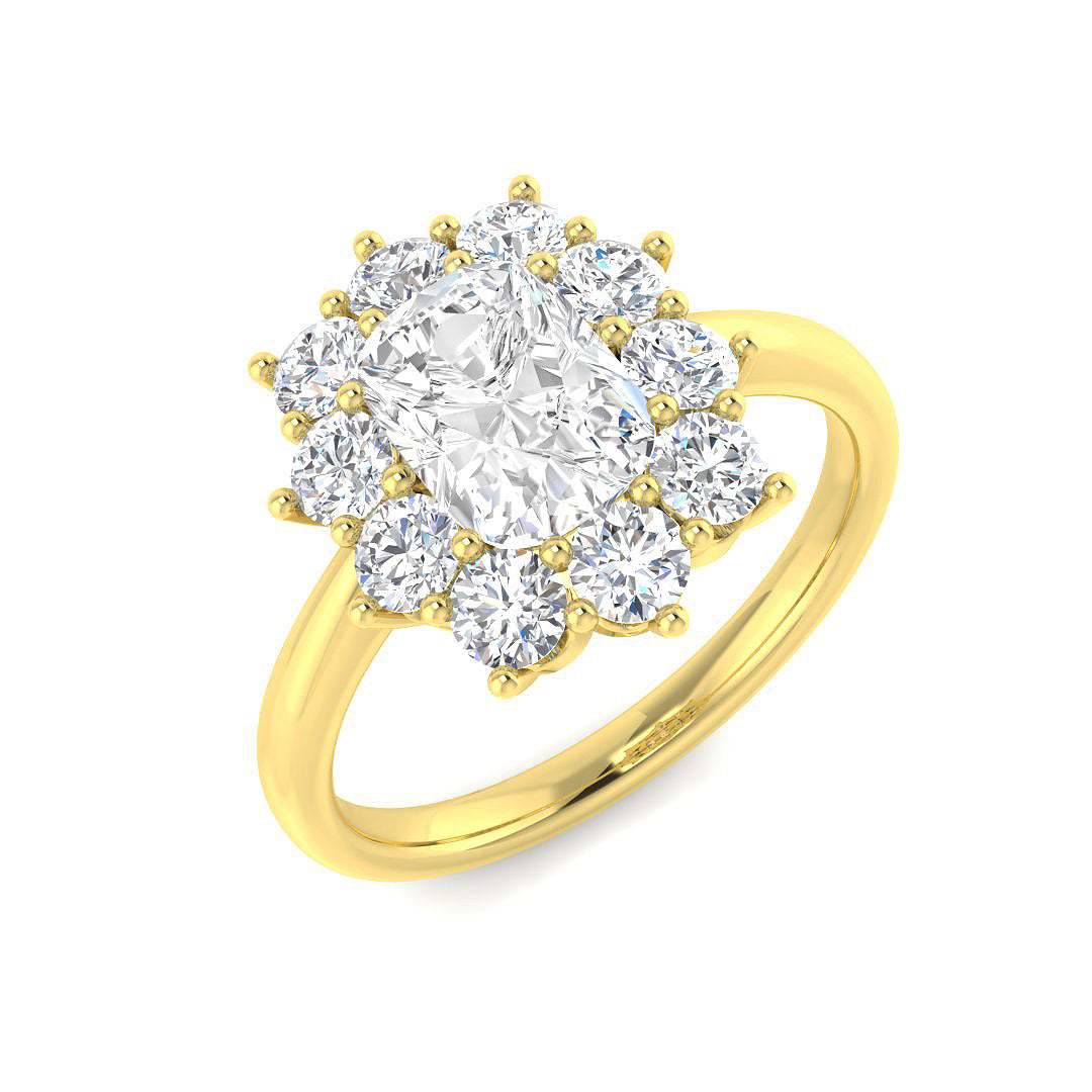 Cluster Lab-Grown Diamond Ring 1.93ct–6.13ct – SR6959 – 18k Yellow Gold
