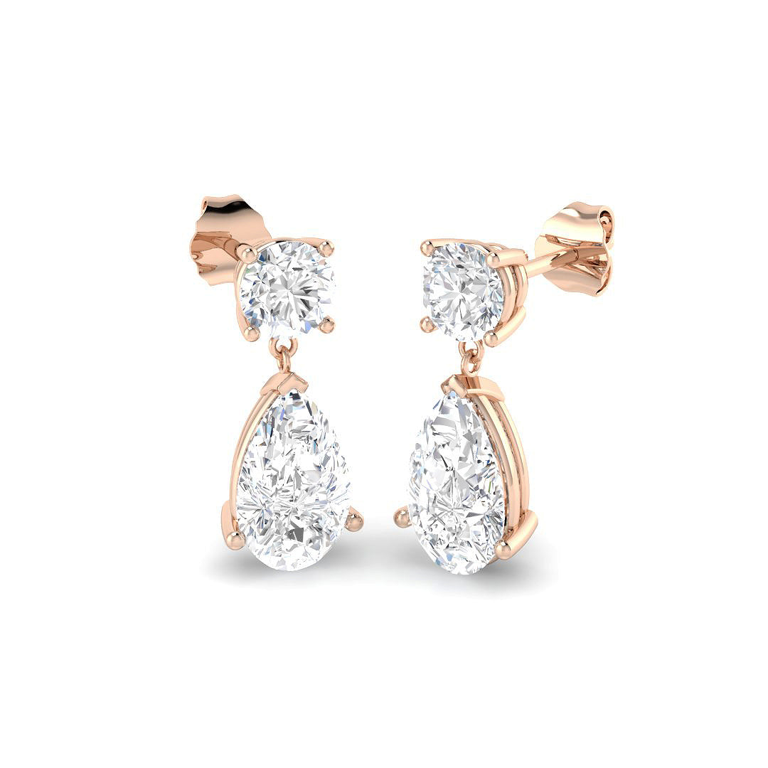 Drop & Trilogy Diamond Ring 1.06ct–4.04ct – SE7458 – 18k Rose Gold
