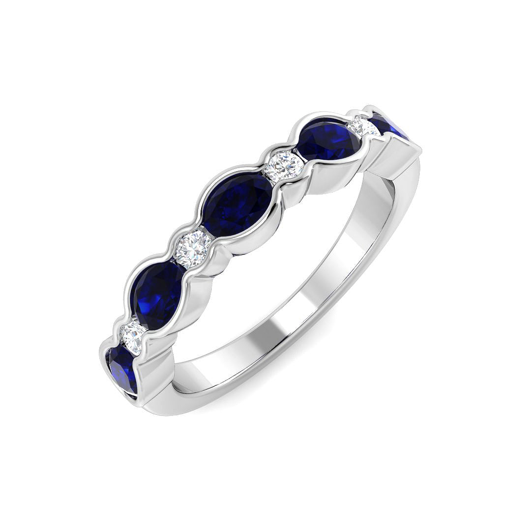 Blue Sapphire Diamond Ring 1.04ct – SR7374~BS – 18k White Gold