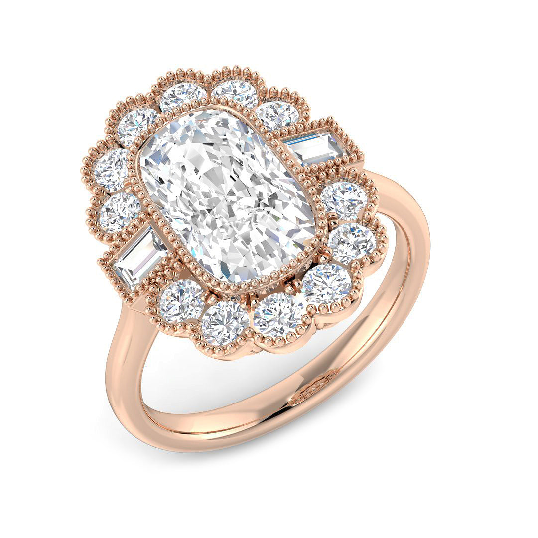 Vintage Lab-Grown Diamond Ring 1.36ct–4.22ct – SR6956 – 18k Rose Gold