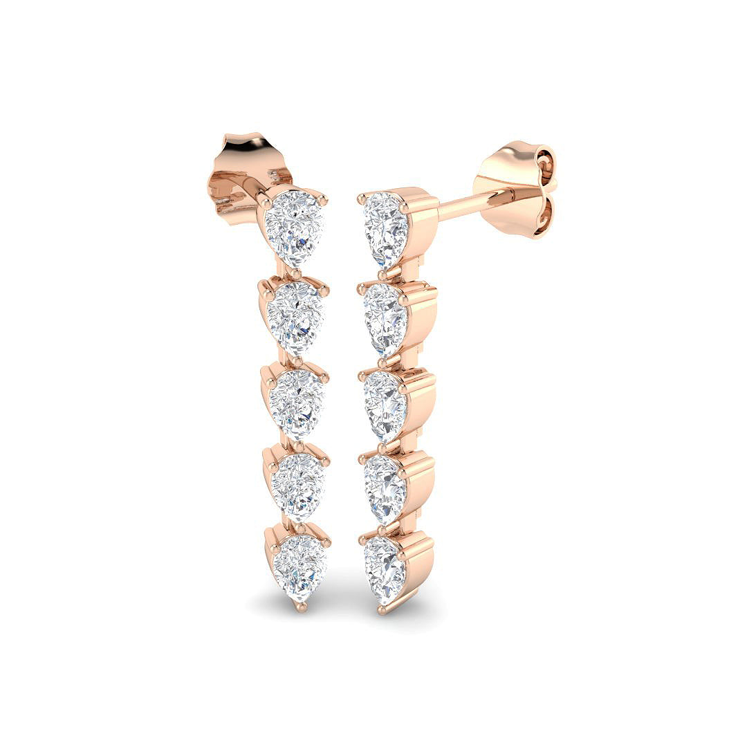 Drop & Trilogy Diamond Ring 1.42ct – SE7179A – 18k Rose Gold