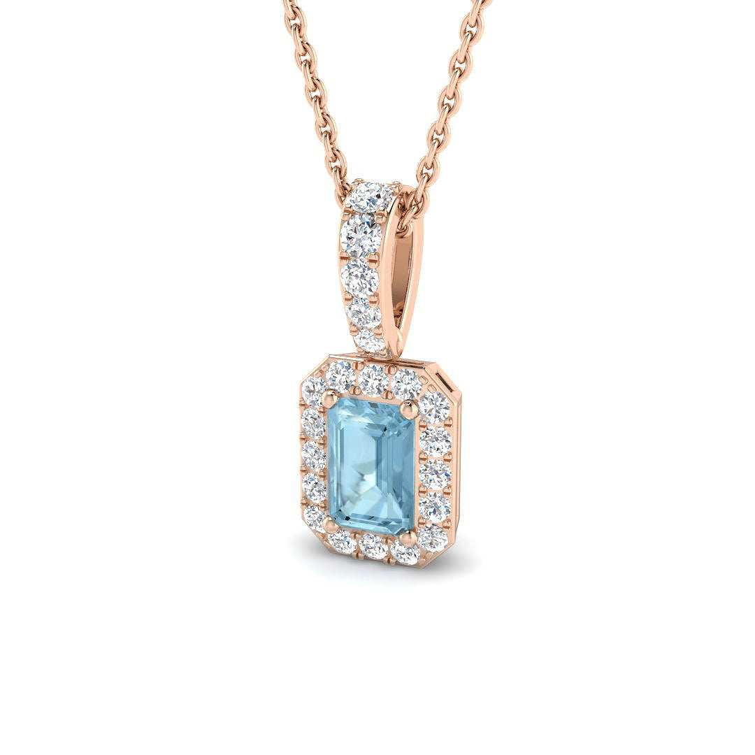 Aquamarine Diamond Ring 0.94ct – SP3767~AQ – 18k Rose Gold