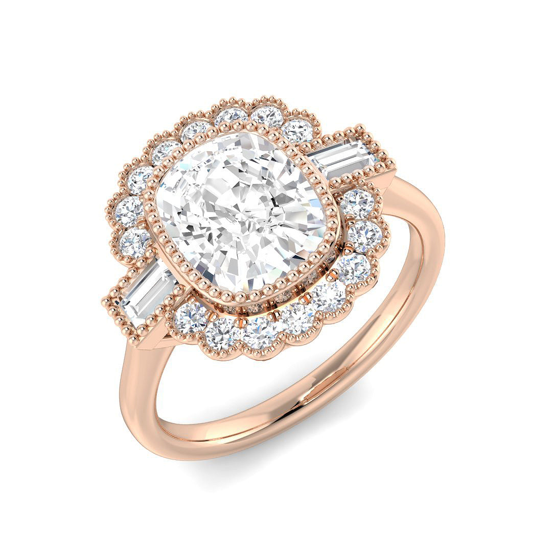 Vintage Lab-Grown Diamond Ring 1.36ct–4.22ct – SR6956 – 18k Rose Gold