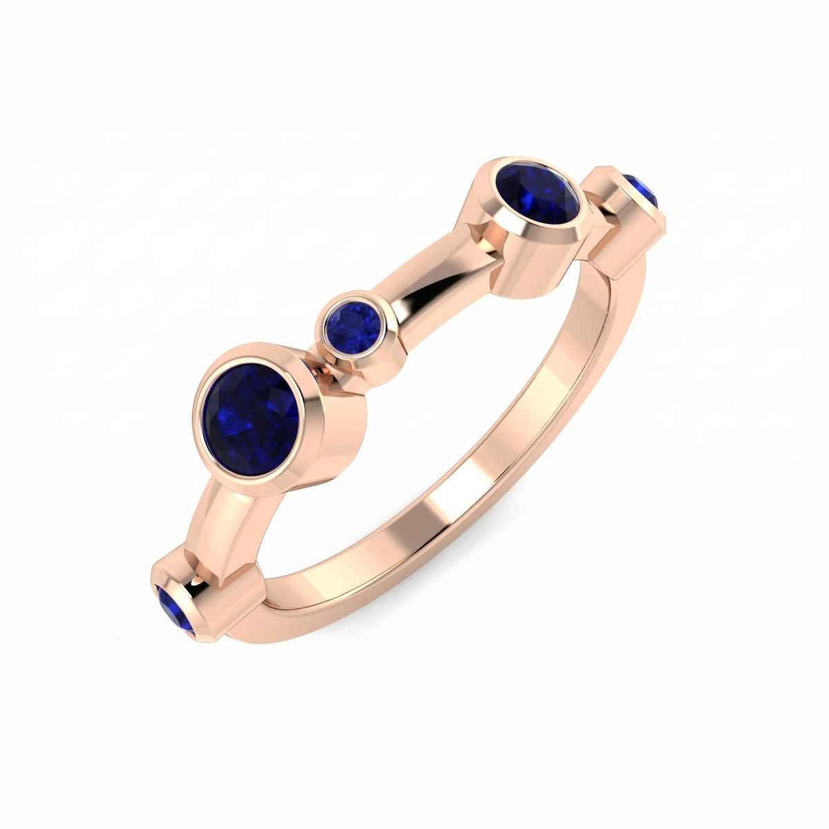 Blue Sapphire Diamond Ring 0.45ct–0.51ct – SR1465~BS – 18k Rose Gold