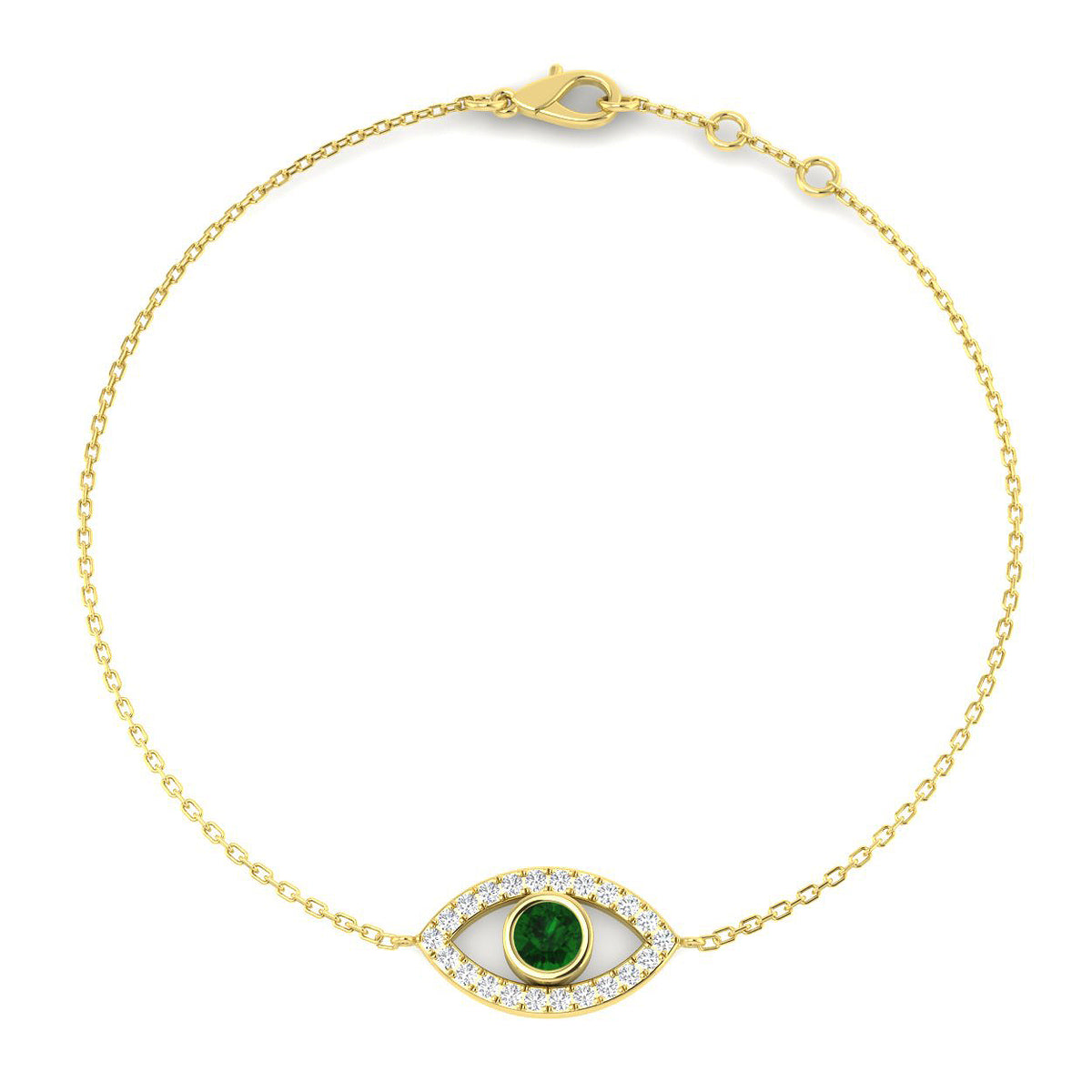 Emerald Diamond Ring 0.44ct – SB3012~EM – 18k Yellow Gold