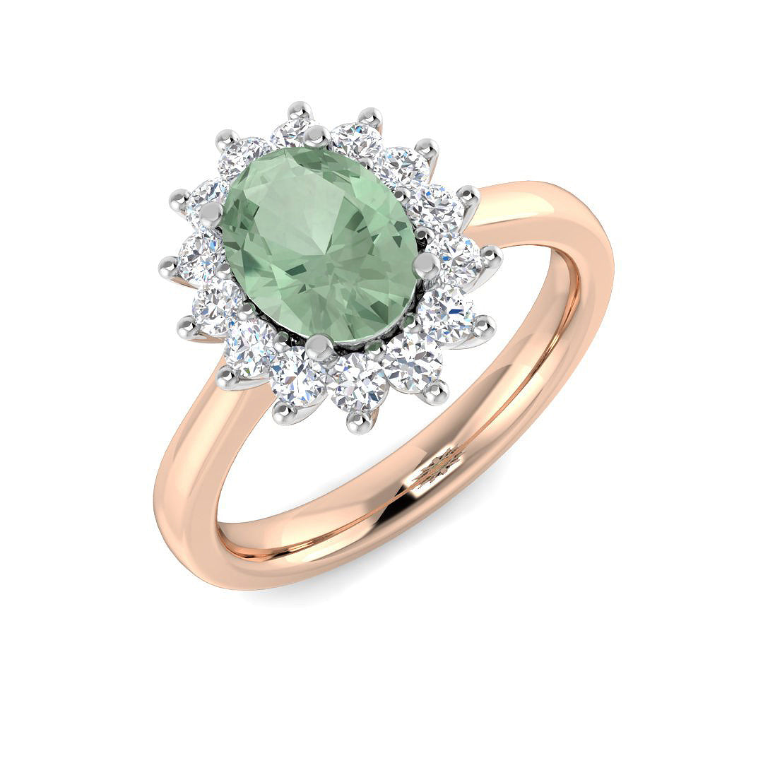Green Amethyst Diamond Ring 1.63ct – SL8826~GR – 18k Rose Gold
