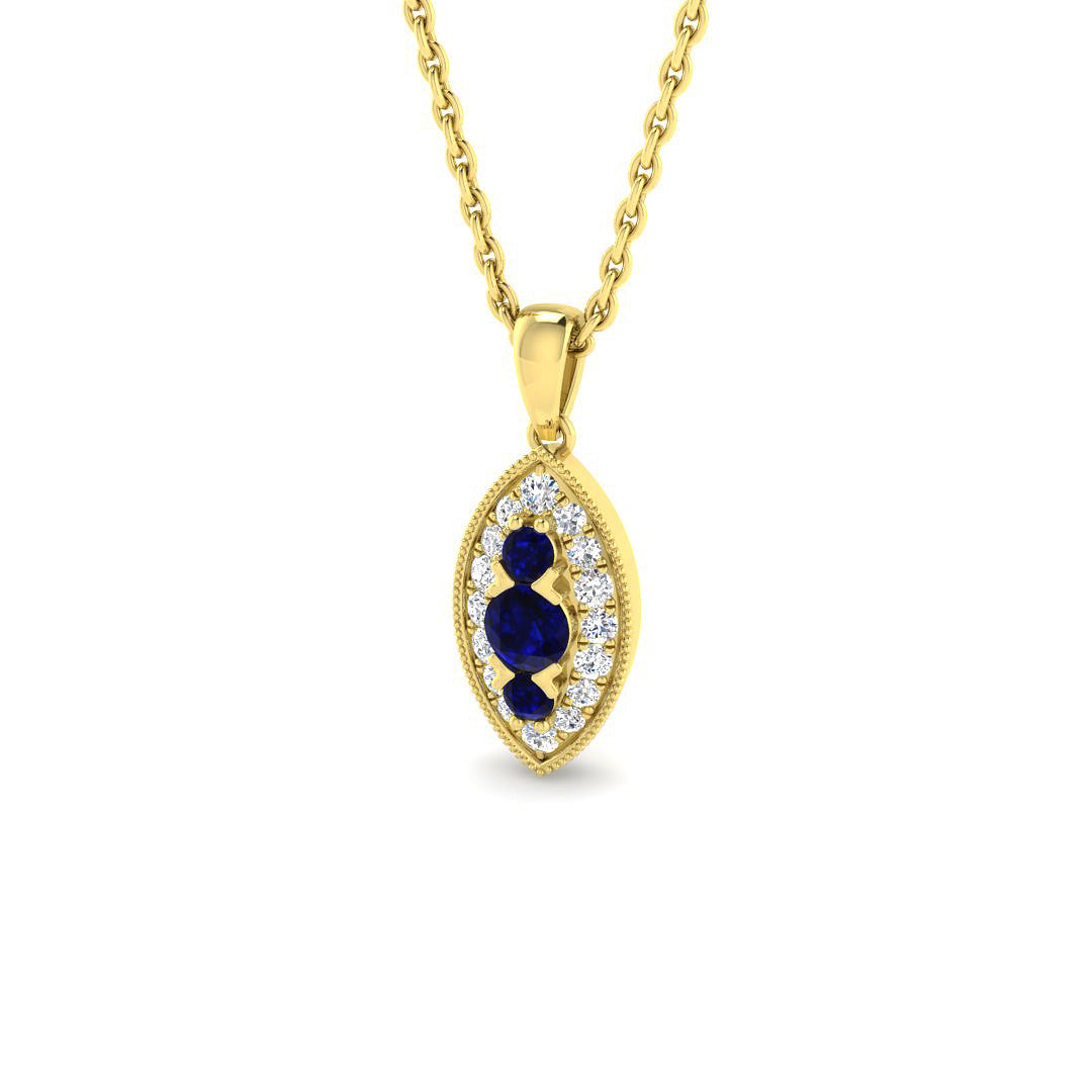 Blue Sapphire Diamond Ring 0.21ct – SP4924~BS – 18k Yellow Gold