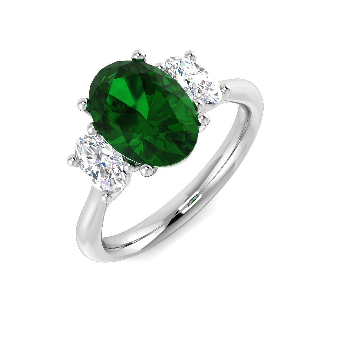 Emerald Lab-Grown Diamond Ring 2.42ct – SR635~COEM – 18k White Gold