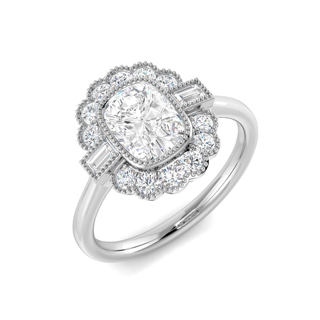 Vintage Lab-Grown Diamond Ring 1.36ct–4.22ct – SR6956 – 18k White Gold