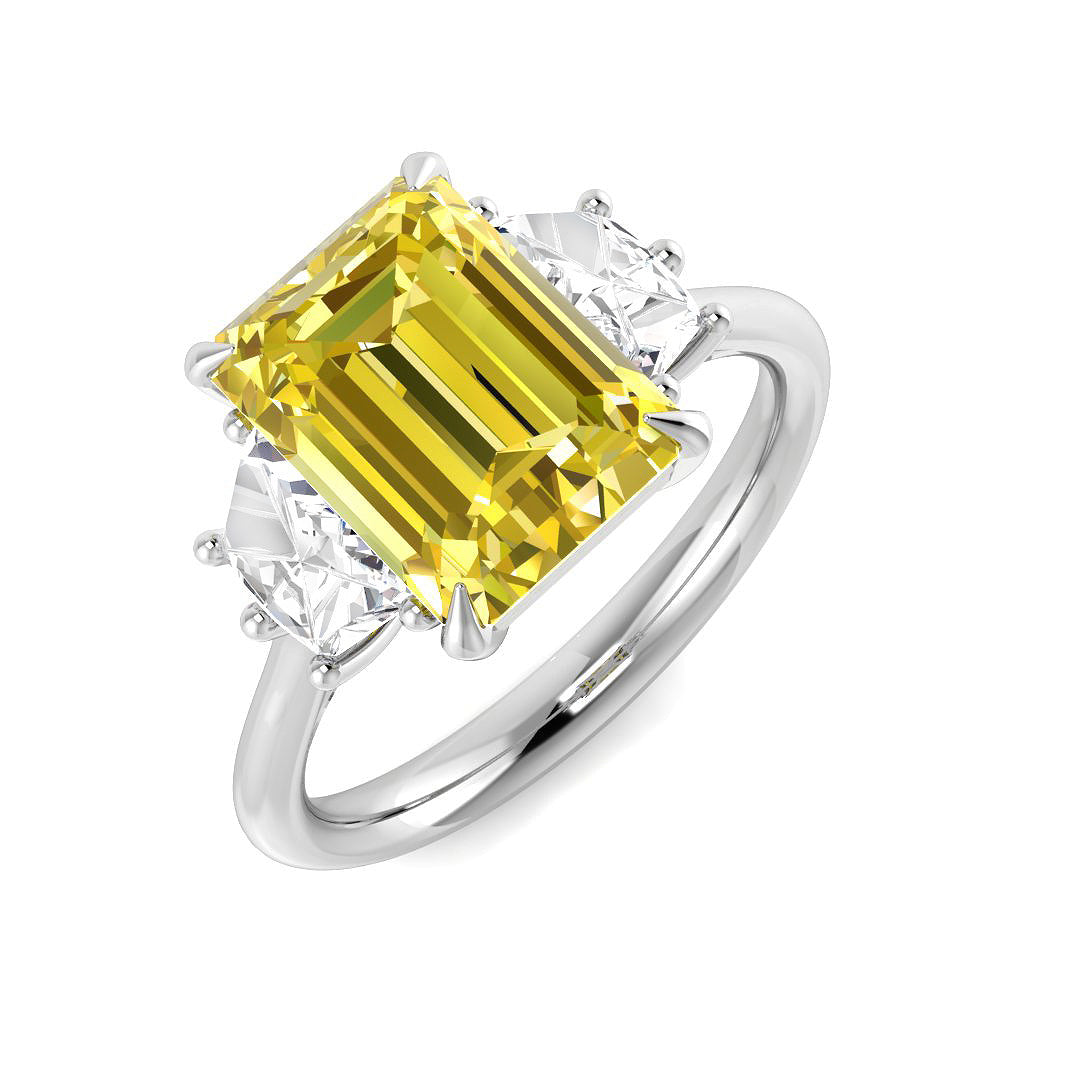 Three Stone Lab-Grown Diamond Ring 2.71ct–4.38ct – SR6948~LGYD – 18k White Gold