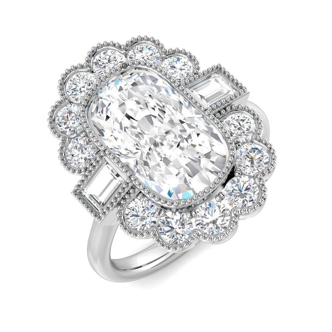 Vintage Lab-Grown Diamond Ring 1.36ct–4.22ct – SR6956 – 18k White Gold