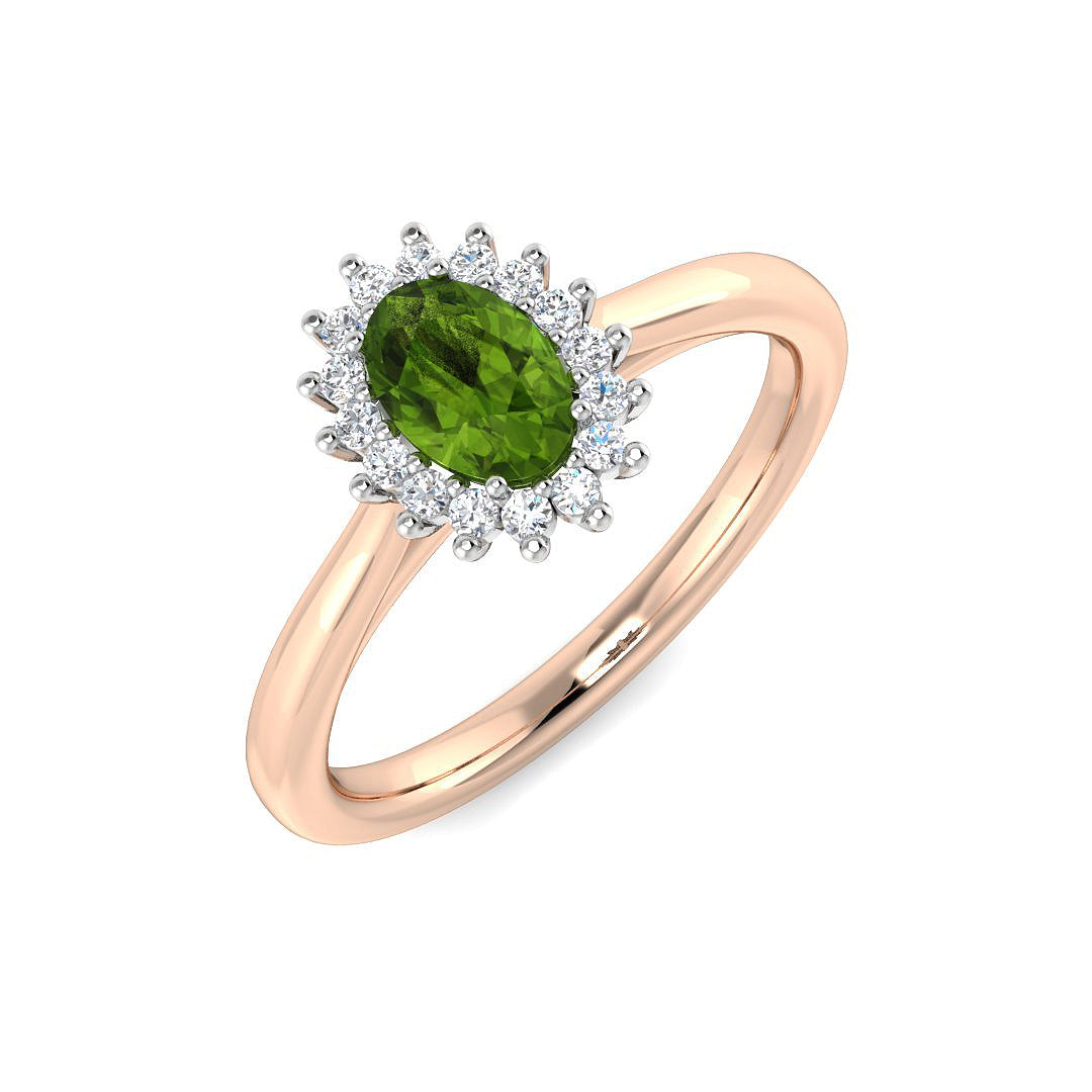 Peridot Diamond Ring 0.58ct – SR1351~PD – 18k Rose Gold