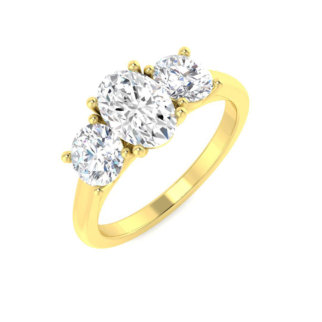 Three Stone Lab-Grown Diamond Ring 1.93ct – SR5107 – 18k Yellow Gold