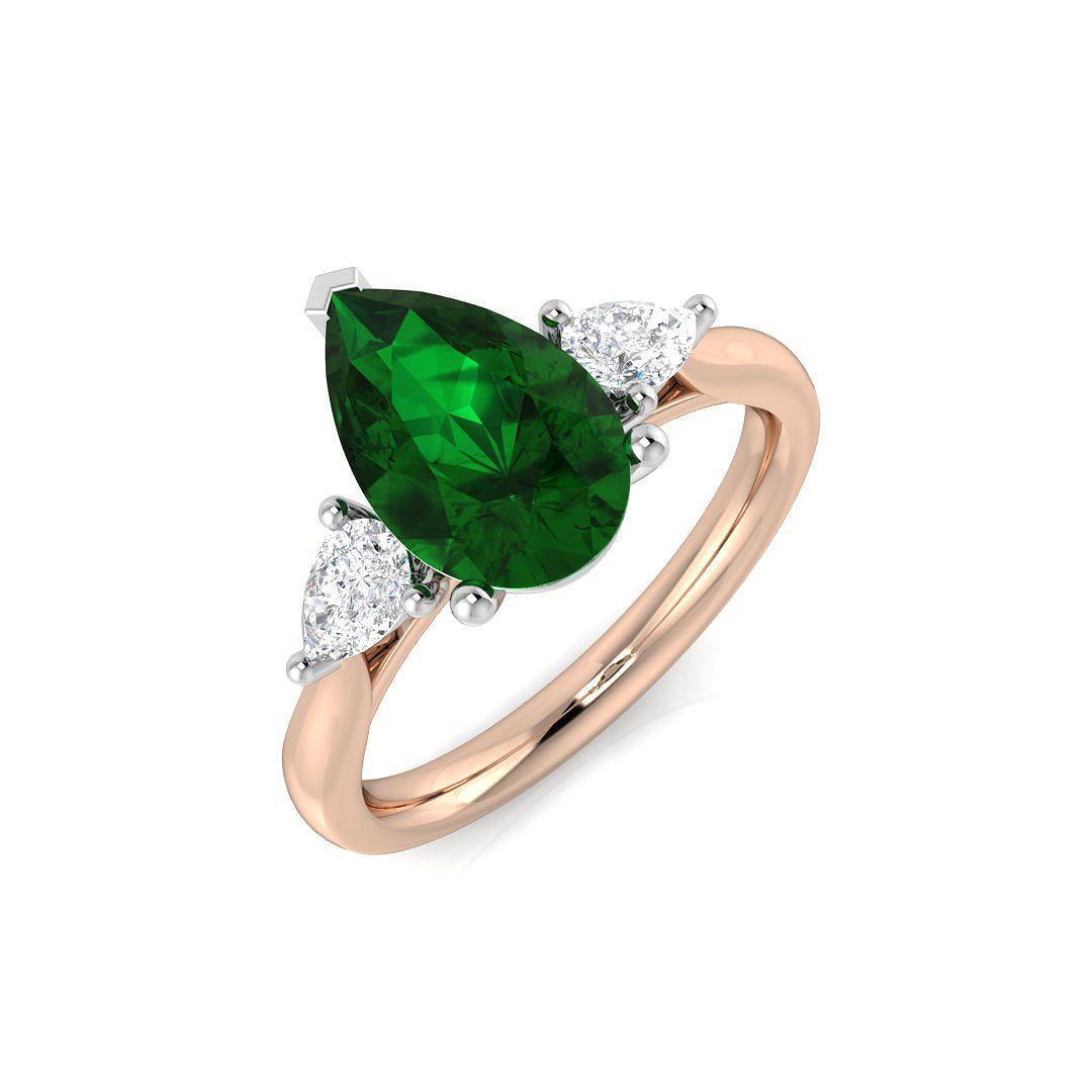 Emerald Diamond Ring 2.57ct – SR447~EM – 18k Rose Gold