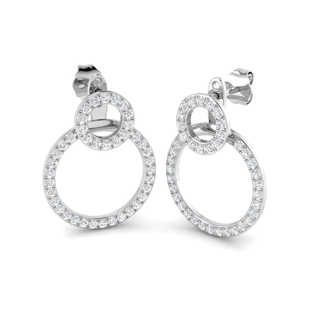 Drop & Trilogy Diamond Ring 0.8ct – SE7436 – 18k White Gold