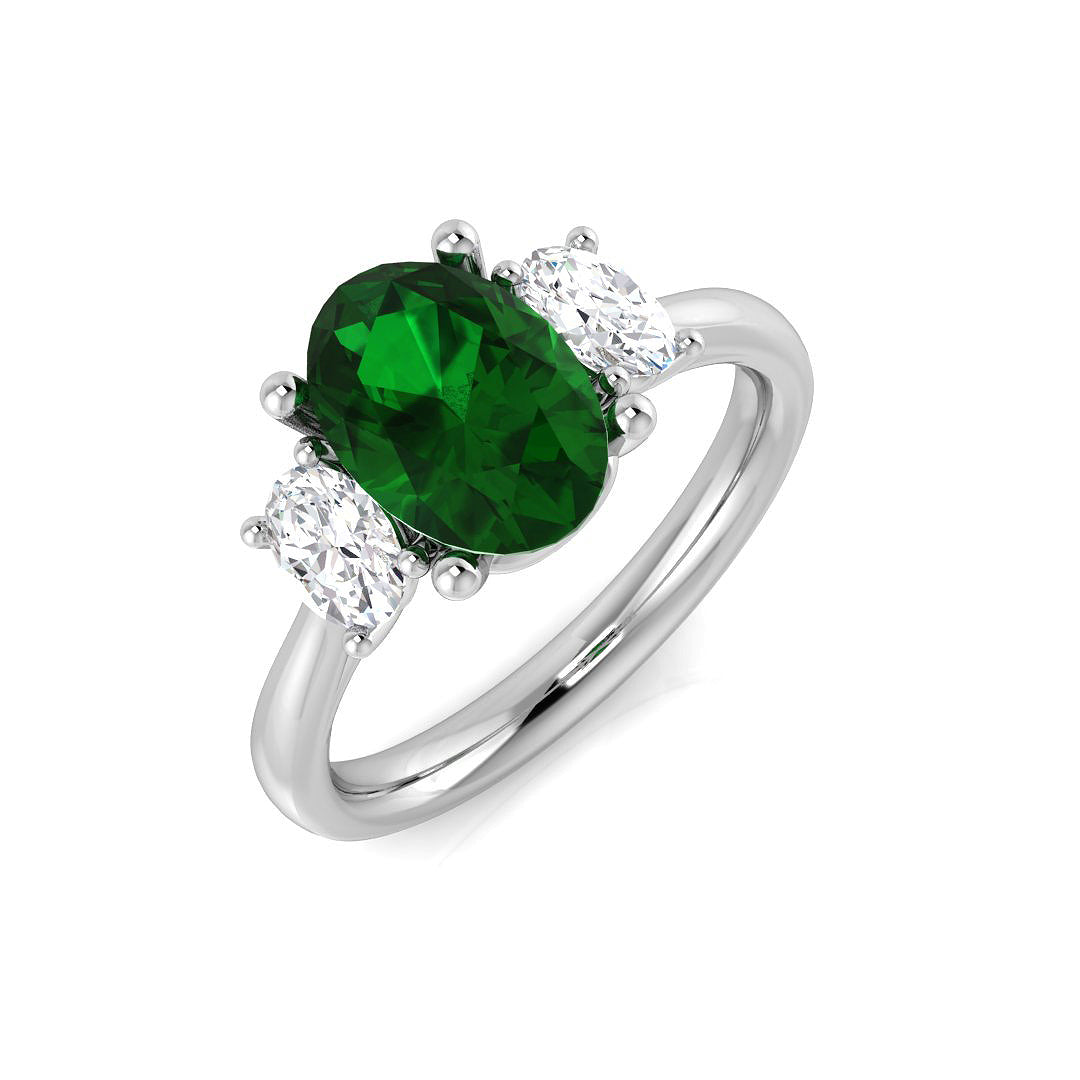 Emerald Diamond Ring 2.39ct – SR427~EM – 18k White Gold