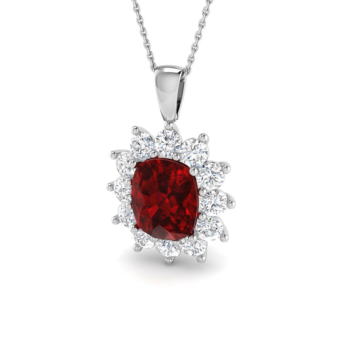Ruby Lab-Grown Diamond Ring 3.76ct–7.68ct – SP6664~RY – 18k White Gold