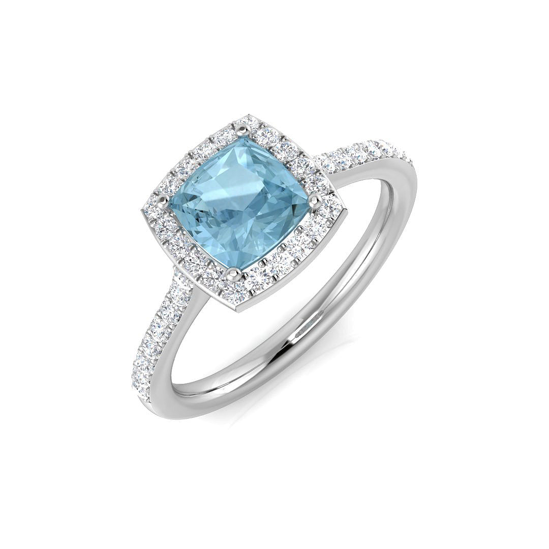 Aquamarine Diamond Ring 0.95ct – SL7449~AQ – 18k White Gold
