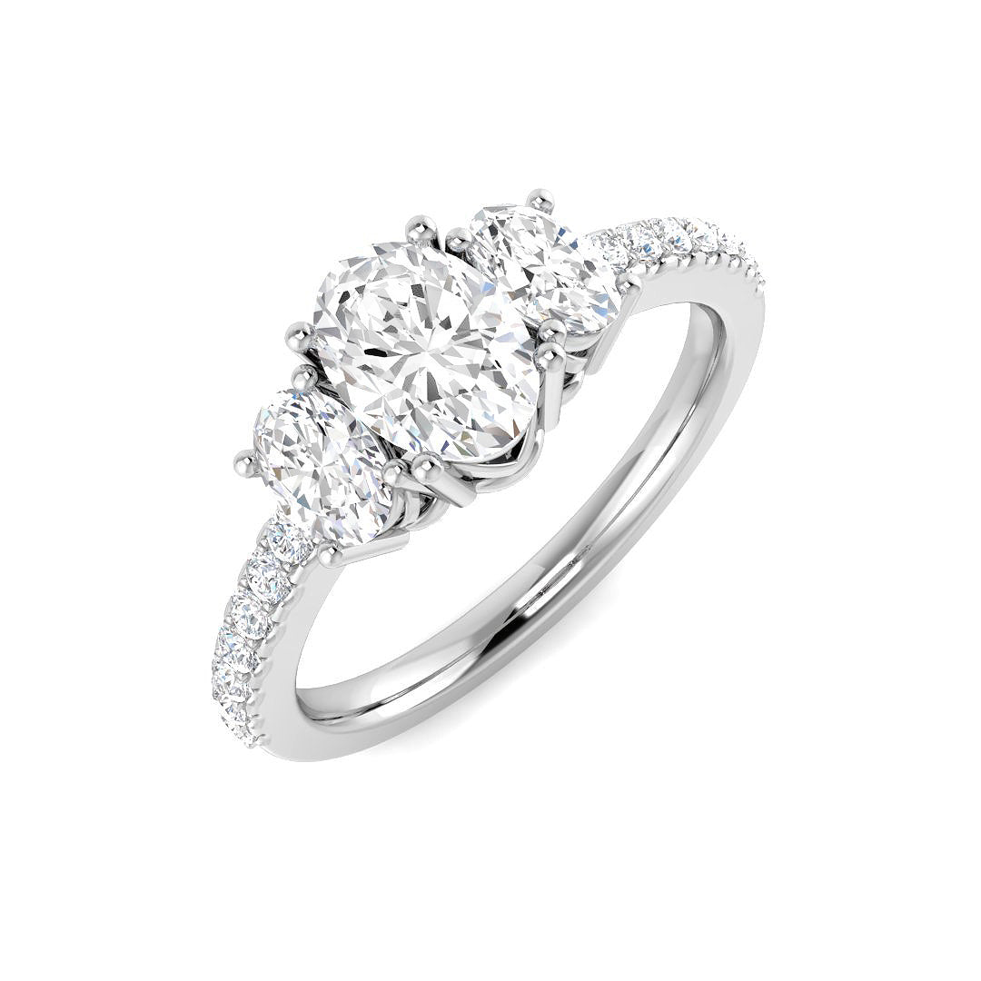 Three Stone Lab-Grown Diamond Ring 1.35ct–2.93ct – SR6338 – 18k White Gold