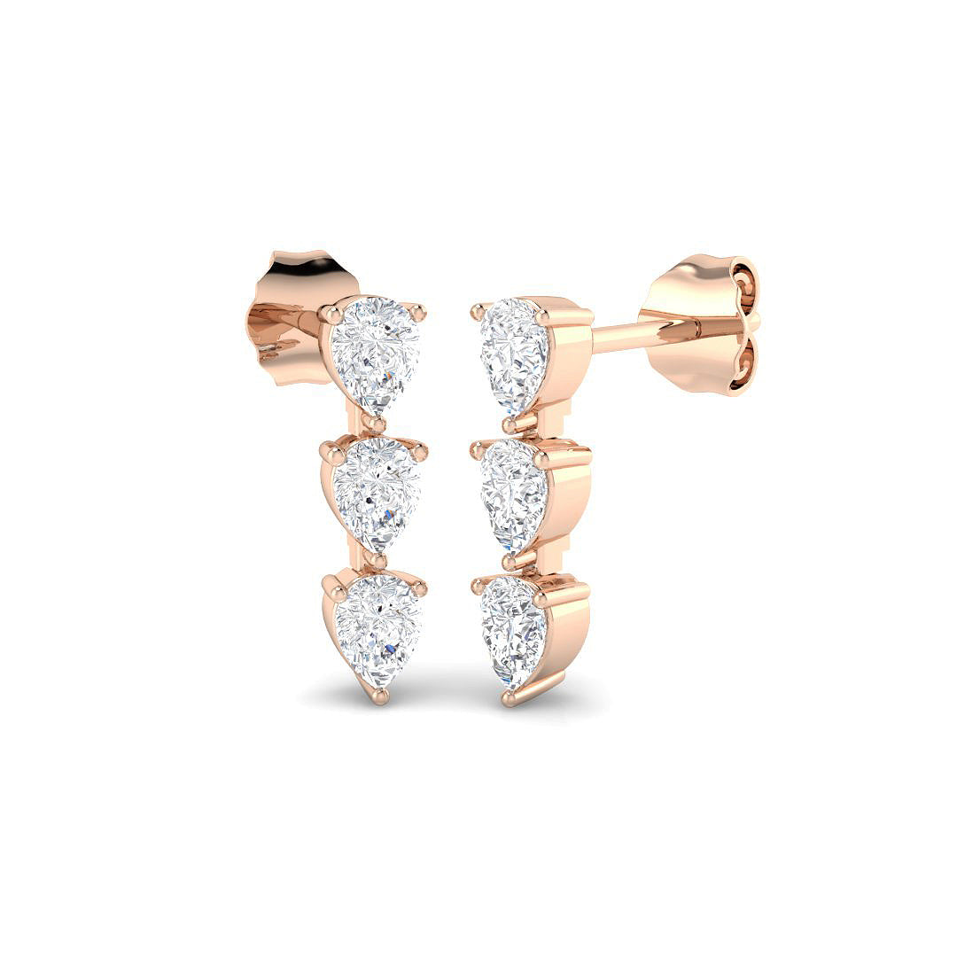 Drop & Trilogy Diamond Ring 0.83ct – SE7179 – 18k Rose Gold