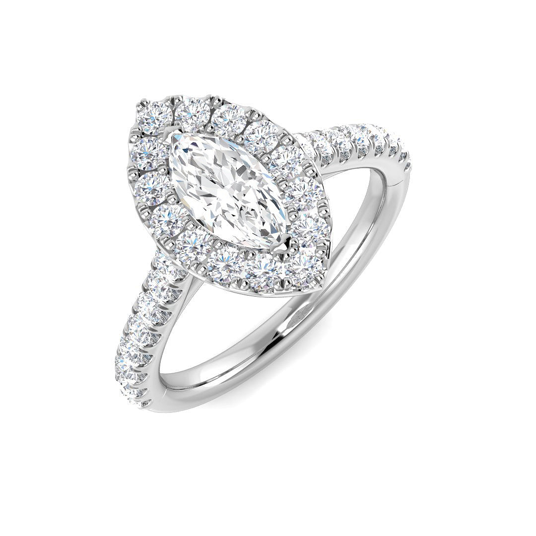Halo Diamond Ring 0.48ct–1.09ct – SR1128 – 18k White Gold