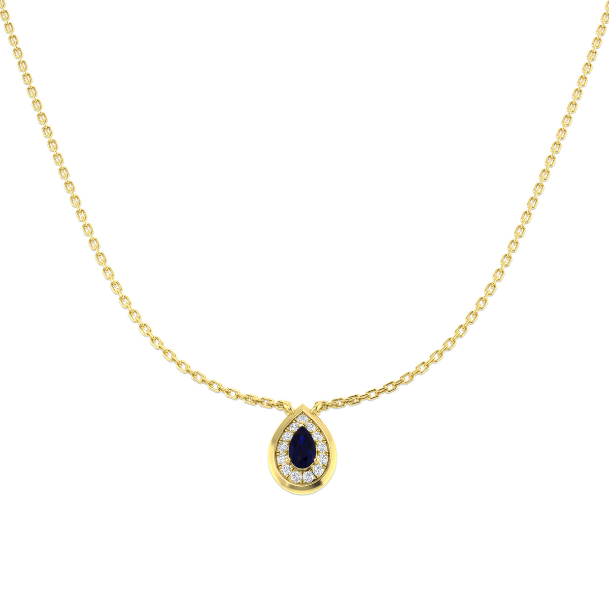 Blue Sapphire Diamond Ring 0.42ct – SN2143~BS – 18k Yellow Gold