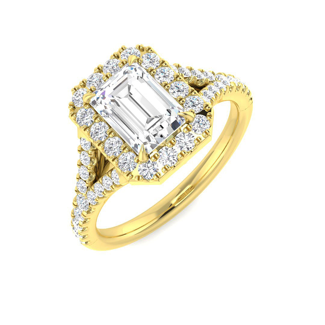Halo Lab-Grown Diamond Ring 1.51ct–1.61ct – SR3766 – 9k Yellow Gold