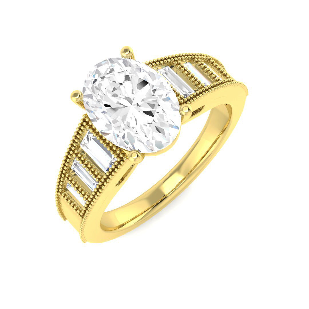 Vintage Lab-Grown Diamond Ring 2.6ct–2.61ct – SR6931 – 18k Yellow Gold