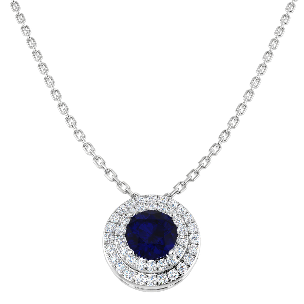 Blue Sapphire Diamond Ring 0.96ct – BJN0029~BS – 18k White Gold