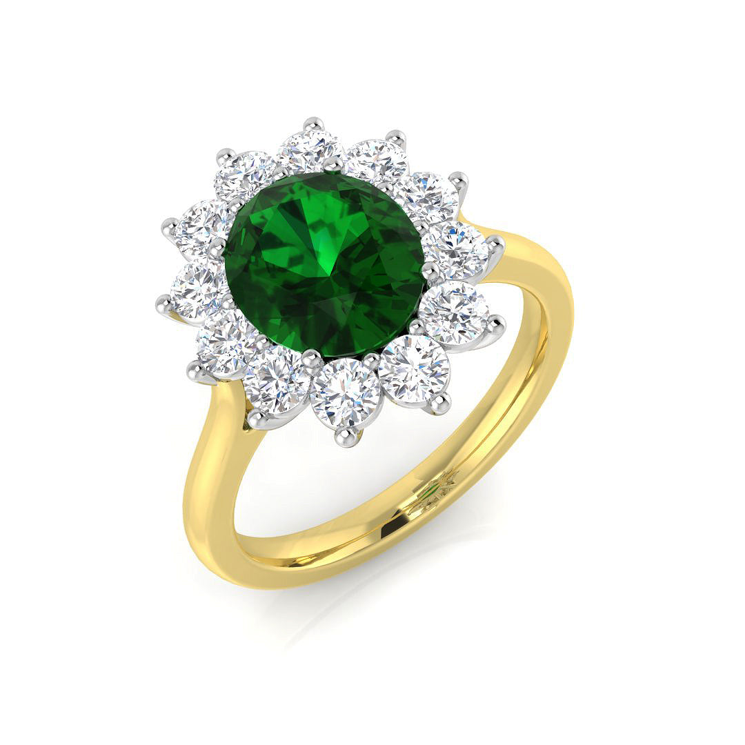 Emerald Lab-Grown Diamond Ring 1.74ct–2.81ct – SL8805~COEM – 9k Two Tone Gold