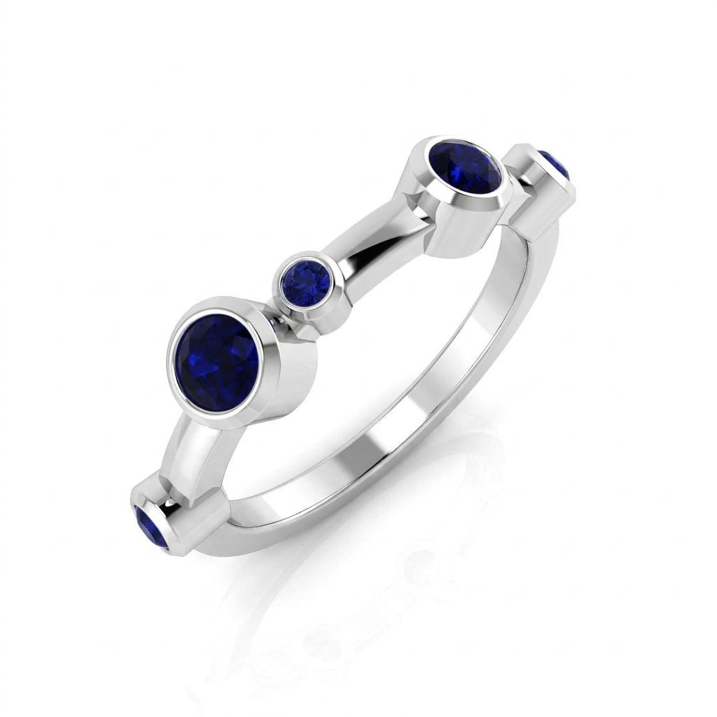 Blue Sapphire Diamond Ring 0.45ct–0.51ct – SR1465~BS – 18k White Gold