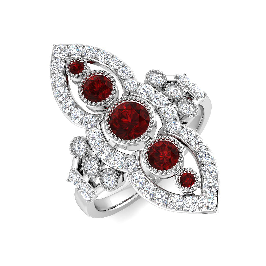 Ruby Diamond Ring 1.48ct – SR7626~RY – 18k White Gold
