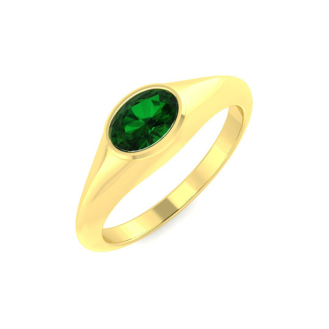 Emerald Diamond Ring 0.41ct – SR7831~EM – 18k Yellow Gold